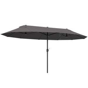 Altro Ombrellone Da Giardino Doppio Da Giardino 4.6x2.7 M A 12 Stecche Con Prese D'aria E Manovella, Ombrellone Per Esterno In Acciaio E Poliestere,