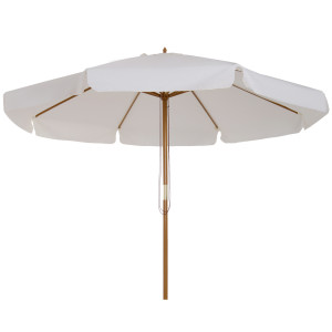 Altro Ombrellone Da Giardino Con Doppio Tettuccio, In Legno Di Bambù E Poliestere, Ø325x250 Cm, Crema