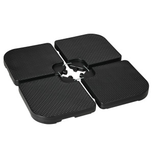 Altro Basamento Per Ombrellone Set 4 Pezzi Impilabili Con Maniglie Integrate, In Hdpe, 99.7x99.7x8.3 Cm, Nero