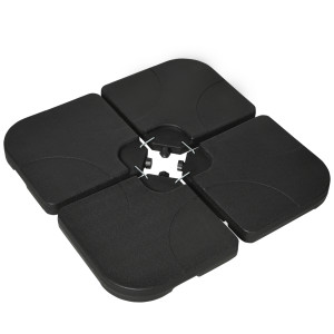 Altro Base Per Ombrellone Set 4 Pezzi In Hdpe Riempibile Con Acqua O Sabbia, 104x104x7.5 Cm, Nera