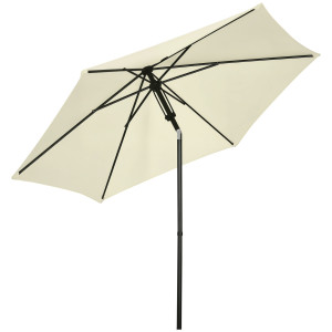 Altro Ombrellone Da Giardino 2.7x2.5 M, In Poliestere E Metallo Con Tettuccio Inclinabile, Beige Nero
