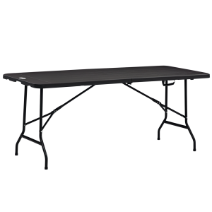 Altro Tavolo Da Giardino Pieghevole Per 6 Persone In Acciaio E Hdpe, 180x75.5x73cm, Grigio Scuro