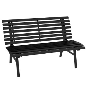 Altro Panchina Da Esterno In Alluminio A 2 Posti A Doghe, 123x67x79cm, Nero