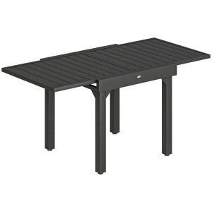 Altro Tavolo Allungabile A Doghe Da Giardino Per 4-6 Persone, In Alluminio E Acciaio, 80/160x80 Cm, Nero