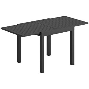 Altro Tavolo Da Giardino A Doghe Allungabile Per 4-6 Persone, In Alluminio, 80-160x80x75 Cm, Nero