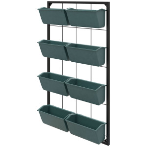 Altro Orto Verticale Da Parete A 4 Livelli Con 8 Vasi, In Acciaio E Plastica, 52x14x90 Cm, Verde Scuro E Nero