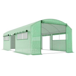 Altro Serra A Tunnel Con 3 Porte Avvolgibili E 6 Finestrelle, In Acciaio Zincato E Pe, 6x3x2 M, Verde