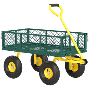 Altro Carrello Da Giardino In Acciaio Con Capacità 200 Kg E Pareti Laterali Rimovibili, 104x54x51 Cm, Verde E Giallo