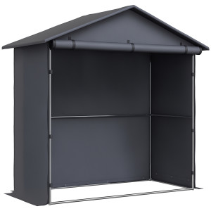 Altro Capanno Da Giardino 1.1x2 M Con Porta Avvolgibile, Tenda Garage Per Bici E Moto, Grigio Scuro