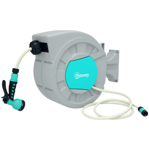 Altro Avvolgitubo Automatico A Parete E Portatile Lunghezza 25+2 M, Sistema Di Blocco E 7 Getti, Grigio