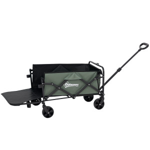Altro Carrello Da Giardino Da 72l Pieghevole Con Pannello Apribile, In Acciaio E Poliestere, 76x48x65-92 Cm, Verde