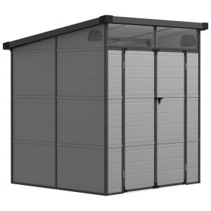 Altro Casetta Da Giardino In Plastica Porta Attrezzi Con Finestre, Prese D'aria E Blocco, 1.9x1.9 M, Grigio Chiaro