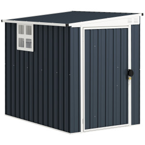 Altro Casetta Da Giardino In Acciaio 1.2x1.9 M Con Porta Bloccabile E Prese D'aria, Grigio Scuro