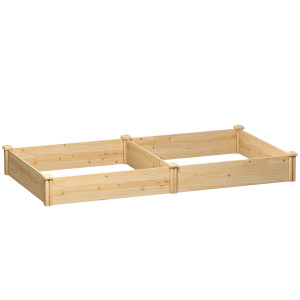 Altro Orto In Cassetta Con Divisorio Centrale E Fondo Aperto, In Legno Di Abete, 235x121x26 Cm, Color Legno