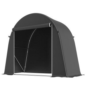 Altro Tenda Garage Per Biciclette E Attrezzi Con Ingresso A Cerniera, In Pe E Metallo, 245x120x200 Cm, Grigio Scuro