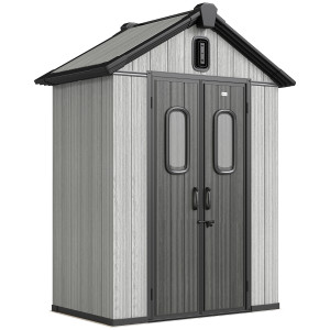 Altro Capanno Giardino 160l X 98p X 217a Cm, Plastica, Doppie Porte Bloccabili, Grigio