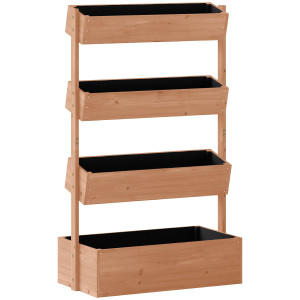 Altro Letto Da Giardino Rialzato, Fioriera Verticale In Legno Con Drenaggio E Rivestimento.