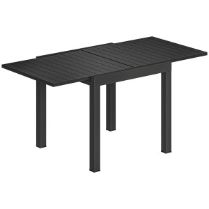 Altro Tavolo Da Giardino Allungabile Per 4-6 Persone Con Piano A Doghe, In Alluminio, 80/160x80x75 Cm, Nero