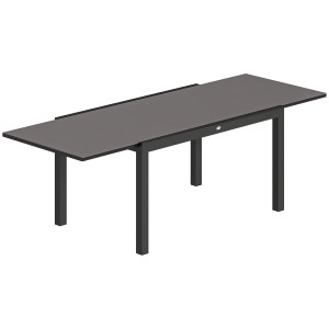 Altro Tavolo Da Giardino Allungabile Per 8-10 Persone Con Piano In Vetro Temperato, In Alluminio, 140/240x90 Cm, Nero