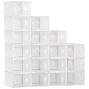 Altro Mobile Scarpiera Rettangolare In Plastica Pp, 18 Box 25x35x19 Cm Per Scarpe Max 43 Eu, Vestiti E Libri