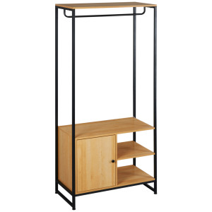 Altro Appendiabiti In Acciaio E Legno Stile Industriale Con Scarpiera E Ripiani, 80x40x180cm