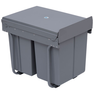 Altro Pattumiera Estraibile Da 40l Con 3 Contenitori Per Raccolta Differenziata, 48x34.2x41.8 Cm, Grigio