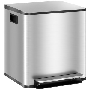Altro Bidone Immondizia A 2 Sezioni Da 15l A Pedale Con Coperchio Silenzioso, In Acciaio Inox E Pp, 41.8x36.7x44 cm