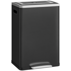 Altro Bidone Immondizia A 2 Sezioni Da 20l Con Coperchio Silenzioso, In Acciaio Inox E Pp, 40x34.8x59 Cm, Nero