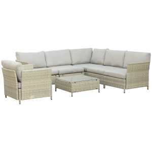 Altro Salotto Da Giardino 7 Pezzi Modulabile In Rattan Pe Con Cuscini, Beige