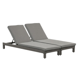 Altro Set 2 Sdraio Da Giardino Cuscino Imbottito Regolabile Grigio