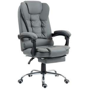 Altro Sedia Da Ufficio Ergonomica Reclinabile A 145° Con Poggiapiedi Estraibile In Finta Pelle, Grigio