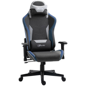 Altro Sedia Da Gaming Reclinabile A 150° Con Funzione Dondolo, In Tessuto Effetto Lino, 66x53x128-138 Cm, Grigio
