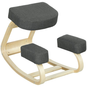 Altro Sedia Ergonomica Con Inginocchiatoio In Legno Di Betulla E Cuscino, 51x69x58 Cm, Grigio