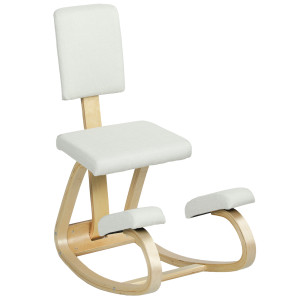Altro Sedia Inginocchiatoio Dondolante In Tessuto Effetto Lino E Legno Di Betulla, 51x84x93 Cm, Crema