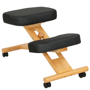 Altro Sedia Ergonomica Posturale Con Inginocchiatoio E Rotelle, In Legno Di Caucciù, Nero