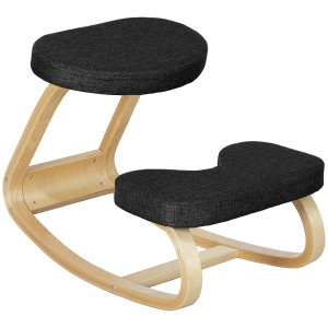 Altro Sedia Inginocchiatoio Con Movimento A Dondolo, In Tessuto Effetto Lino E Legno Di Betulla, 50x73x55 Cm, Nero