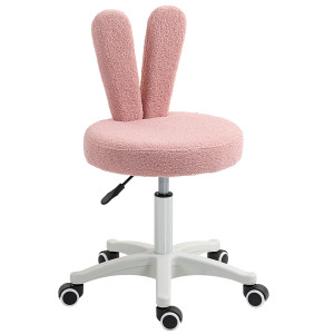 Altro Sedia Da Scrivania A Orecchie Di Coniglio Ad Altezza Regolabile E Rivestita In Pile Teddy Rosa, 53x53x70-84 cm