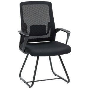 Altro Sedia Da Ufficio Senza Ruote Ergonomica Con Braccioli Per Sala D'attesa, Nero