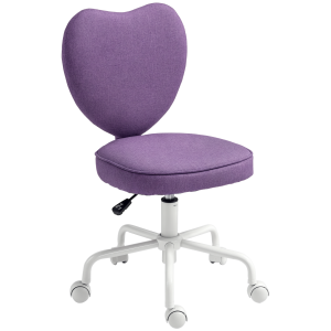 Altro Sedia Per Scrivania A Cuore Con 5 Rotelle E Altezza Regolabile In Tessuto, 40x50x79-89cm, Viola