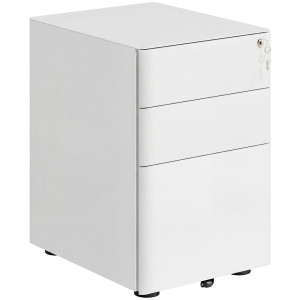 Altro Cassettiera Da Ufficio 3 Cassetti In Acciaio Con Serratura E Rotelle, 39x48x59cm, Bianco