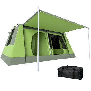 Altro Tenda Da Campeggio A Tunnel Per 4 Persone Con 2 Stanze, Tenda Campeggio Familiare Impermeabile 3000mm Con Porta, Finestre Laterali E Tasche,