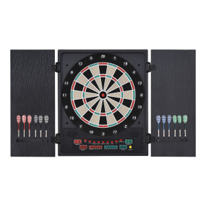 Altro Bersaglio Freccette Elettronico Con Punteggio Automatico, 12 Freccette E 6 Display, 51x6.5x57cm, Nero