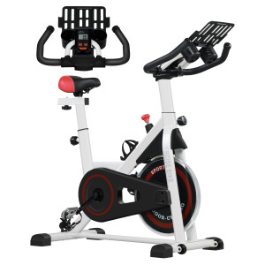 Altro Cyclette Professionale, Bici Da Spinning,cyclette Da Camera Regolabile Con Schermo Lcd E Portabicchieri, Volano 8kg, Bianco