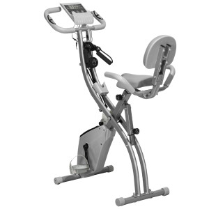 Altro Cyclette Pieghevole 2 In 1, Resistenza Magnetica Regolabile 8 Livelli, Bici Da Fitness Con Sensore Di Frequenza Cardiaca, Elastici Per Braccia,