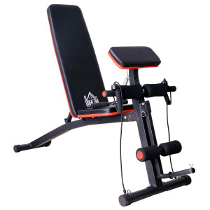Altro Panca Multifunzione Regolabile Per Addominali, Panca Pesi Palestra Per Allenamento Braccia E Gambe 54x160x106cm, Nero E Rosso
