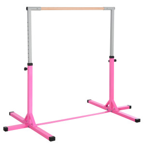 Altro Barra Da Ginnastica Artistica Per Bambini 3+ Anni Con Altezza Regolabile 92-150 Cm, In Acciaio E Legno Massello Di Faggio, Sbarra Orizzontali