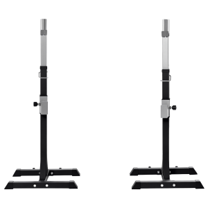 Altro Set 2 Rack Porta Bilanciere In Acciaio, 2 Ganci Con Altezza Regolabile, Capacità 150kg, 55x57x105-170cm, Nero
