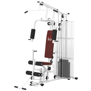 Altro Stazione Fitness Multifunzione Per Casa E Palestra Con 4 Imbottiture, In Acciaio E Pu, 150x110x210 Cm, Bianco