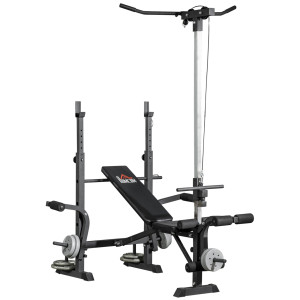 Altro Panca Fitness Con Leg Press, Squat Rack E Leg Extension, In Acciaio E Pu, 180x134x200 Cm, Nero E Argento