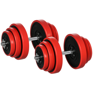 Altro Set Manubri Palestra Con Pesi Da 40kg Rivestiti In Gomma, In Metallo E Sabbia Di Ferro, 45x26x26 Cm, Rossa